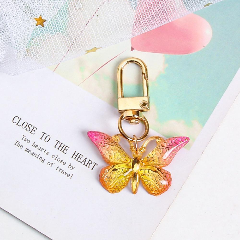 Fashion Exquisite Butterfly Keychain Crystal Butterfly Lobster Button Key Holder Accessories Handbag Pendant Party Decoration