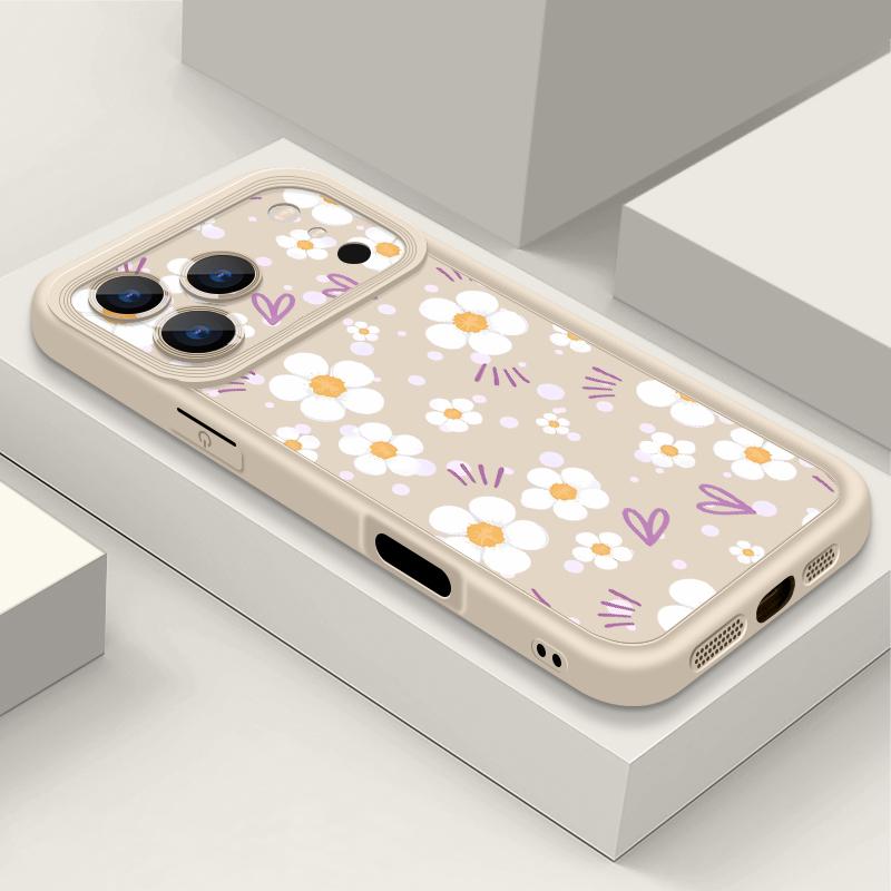 Ударопрочный чехол для телефона iPhone 17 Pro Max Чехол iPhone 16 15 14 13 Pro Max 11 17e 16e Печать с цветами маргариток Мягкий силиконовый бампер