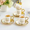 Европейский керамический кофейно-чайный сервиз Xiao Yue Ya (6 чашек, 6 блюдец)