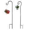 Outdoor Shepherd Hook Heavy Duty Metal Garden Hook with 2-Prong Base Detachable Shepherds Hook for Solar Lights Plant Baskets Lanterns Bird Feeders