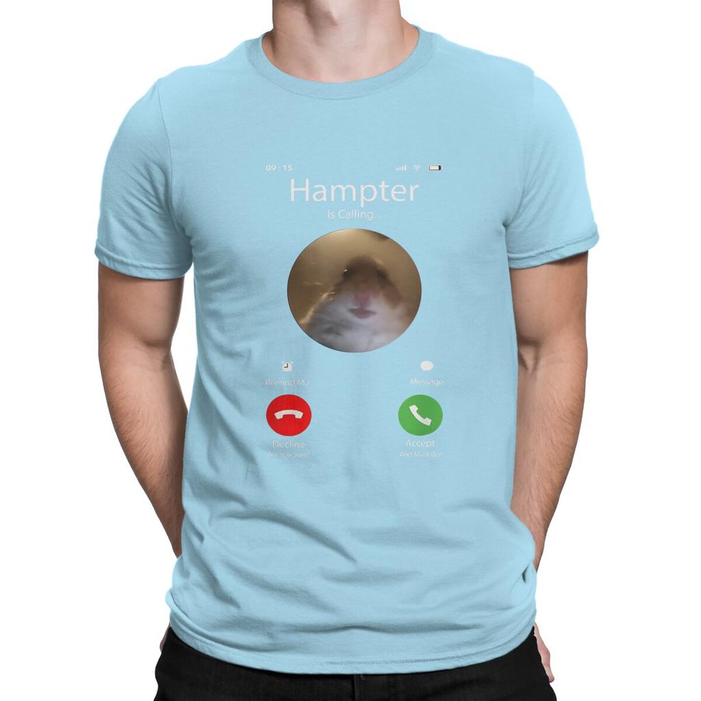 Man TShirt Dank Meme Hamster Staring Front Camera Hampter Calling Individuality T Shirt Graphic Streetwear New Trend