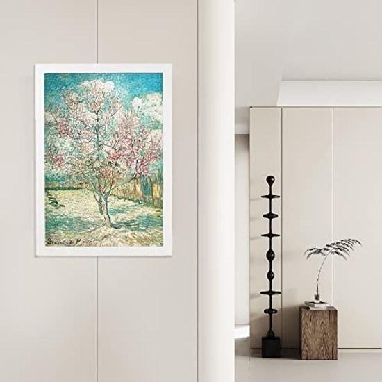 MISITU Jigsaw Puzzle Micro Pieces 1000 Vincent van Gogh Blossoming Peach Tree Landscape Art Painting Masterpiece Flowers Trees Plants Gift Birthday x