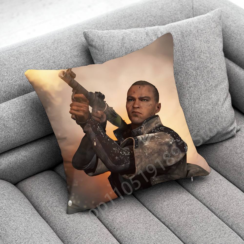 Throw Pillow Case For 30Cm 40Cm 45*45Cm 50Cm 55Cm Square Sofa Pillowcase D-Detroit B-Become Human Connor Dbh Hank Anderson