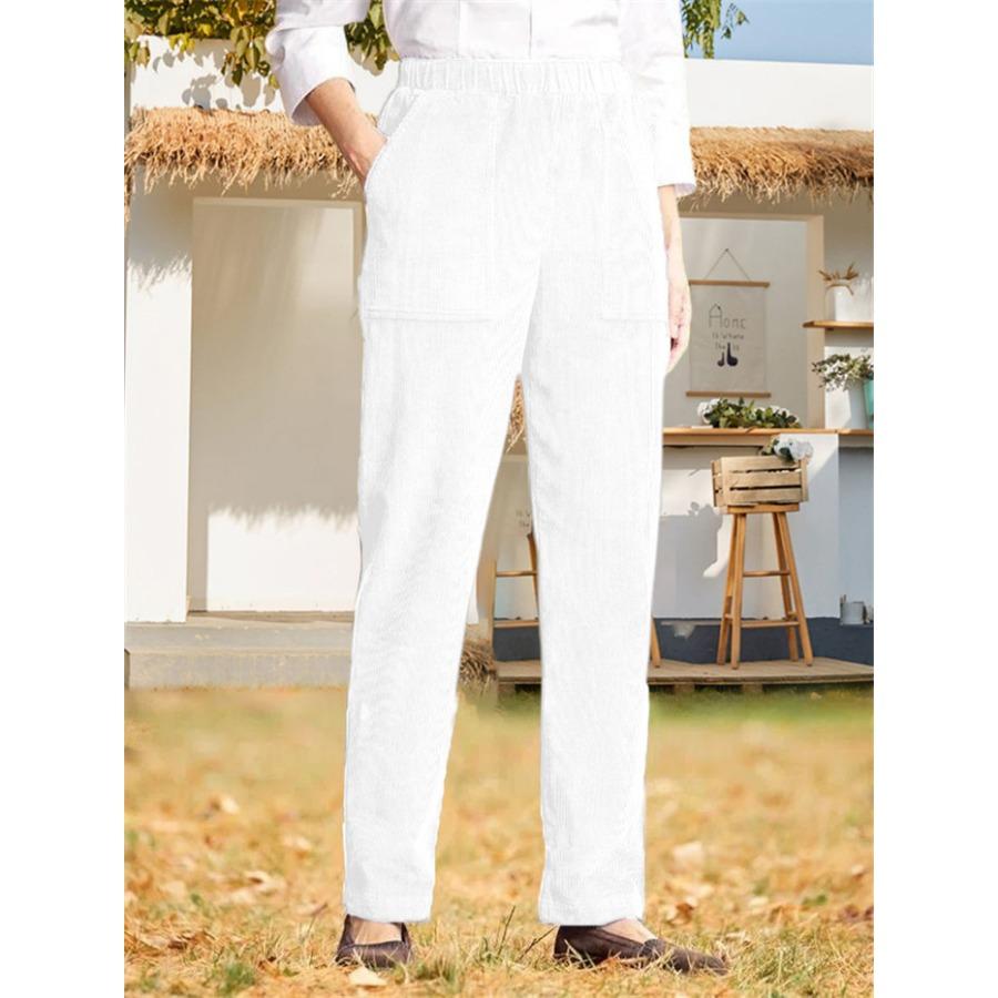 GMXIA Женские однотонные повседневные брюки прямого покроя с эластичной резинкой на талии для женщин