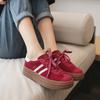 New Red Leather German Training Shoes Women's Versatile Platform Casual Sports Shoes Retro Board Shoes Forrest Gump Shoes