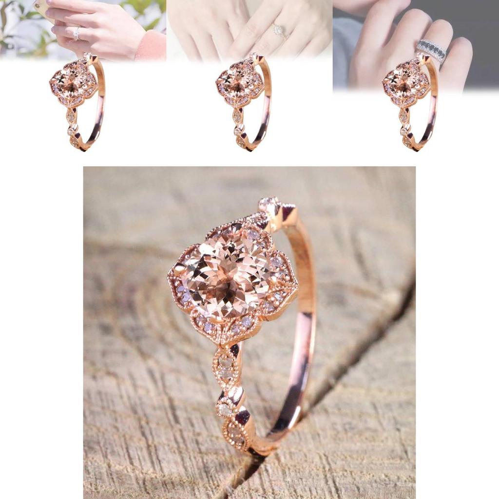 Elegant 18k Rose Gold Plated Zircon Princess Engagement Ring For Women In Sizes 6-10