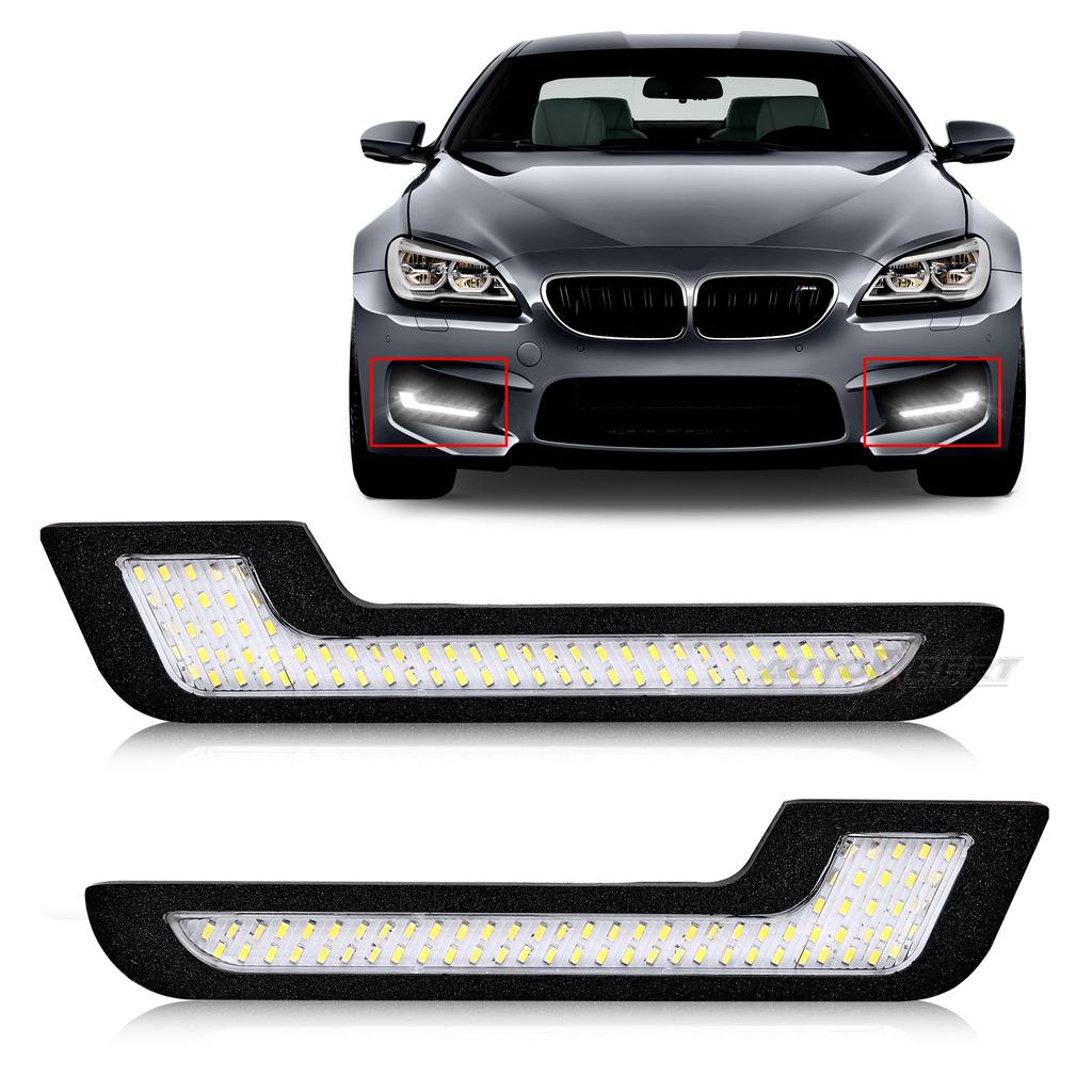 2x LR 72 LED White 12V Car Universal Decorative Light Bar DRL Strip Bright Daytime Running Light Front Bumper Fog Driving Lamp
