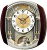 Clock Wall Clock Karakuri Clock Radio Analog Karakuri 6 Songs Melody Rotating Decoration Dark Brown Marble Pattern RE564H