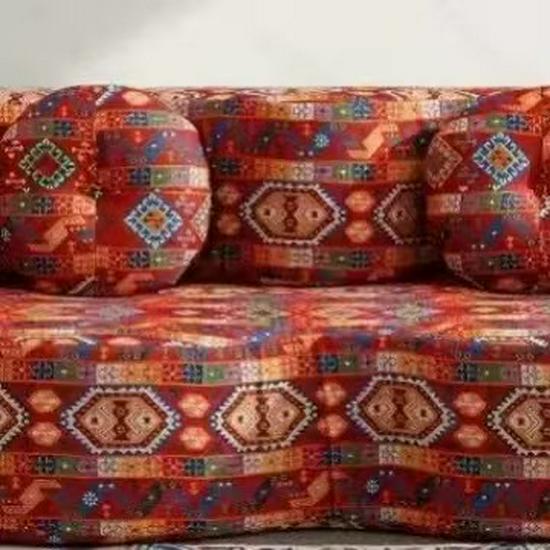 Dual-Purpose Foldable Fabric Sofa Bed for Three