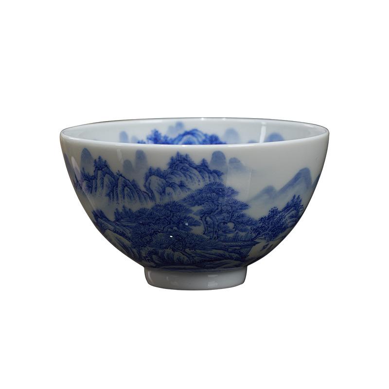 Ручная роспись Сине-белая керамическая чайная чашка Jingdezhen - Дизайн с пейзажем
