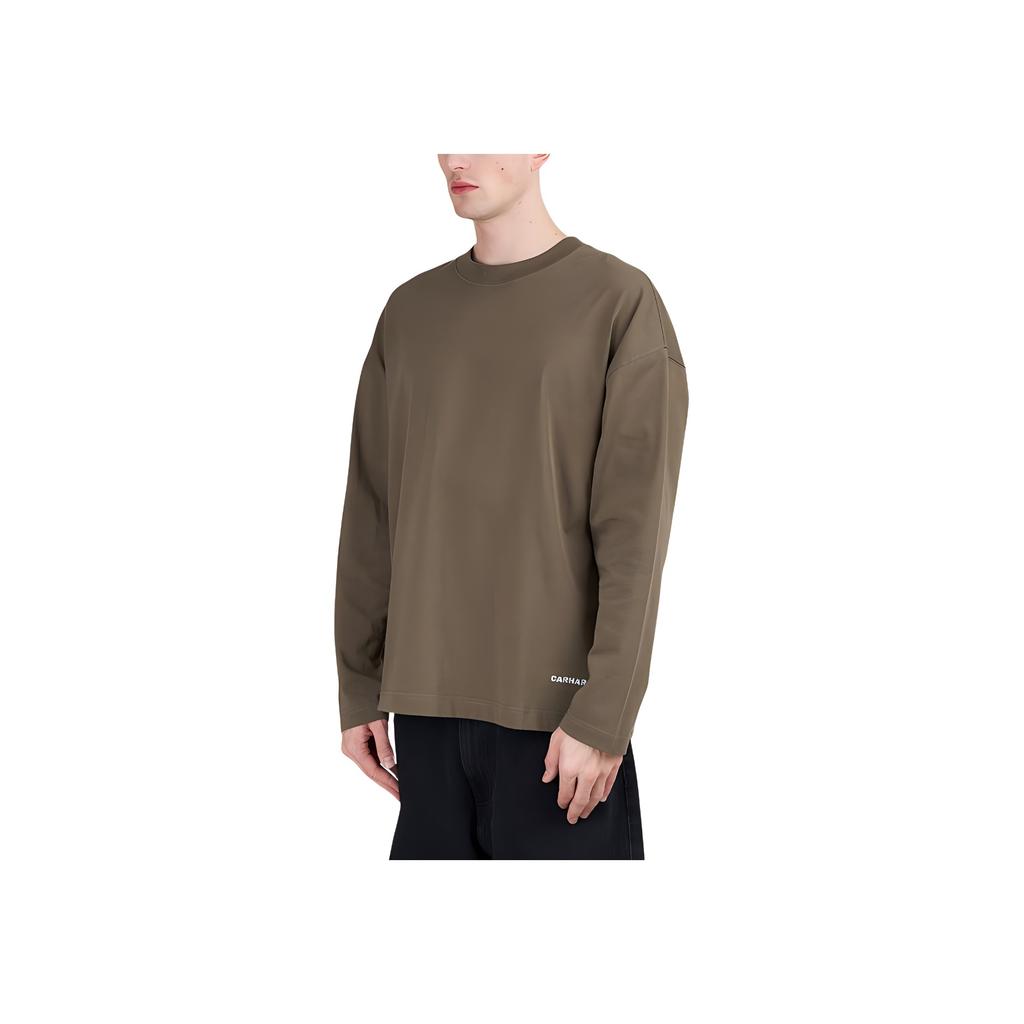 Carhartt WIP Однотонная футболка с принтом логотипа и букв, с круглым вырезом, длинным рукавом, мужские топы I031372-1FF-XX
