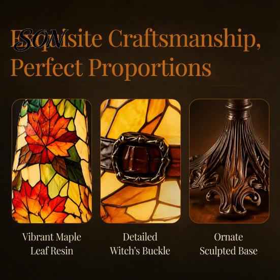 Handcrafted Resin Desk Accessory Retro Witch Hat Lamp, USB Plug-in Night Light, Stained Glass Style Table Unique Halloween Gift for