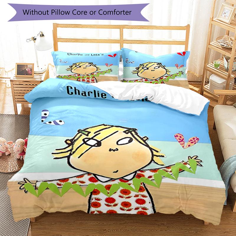 3pcs Charlie and Lola Bedding Set Duvet Cover Closure Includes 1 Duvet Cover & 2 Pillowcases, Soft and Comfortable for All Seasons.