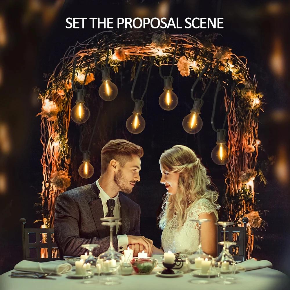 Светодиодные гирлянды G40 в виде шаров, прозрачные, для улицы, водонепроницаемые IP44, винтажные лампочки для двора, террасы, сада, паба, украшения для рождественской вечеринки