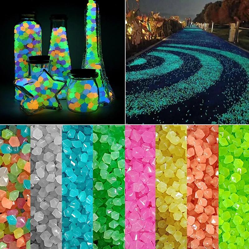 50Pcs Outdoor Luminous Stones Glow In Dark Garden Pebbles Fish Tank Decoration
