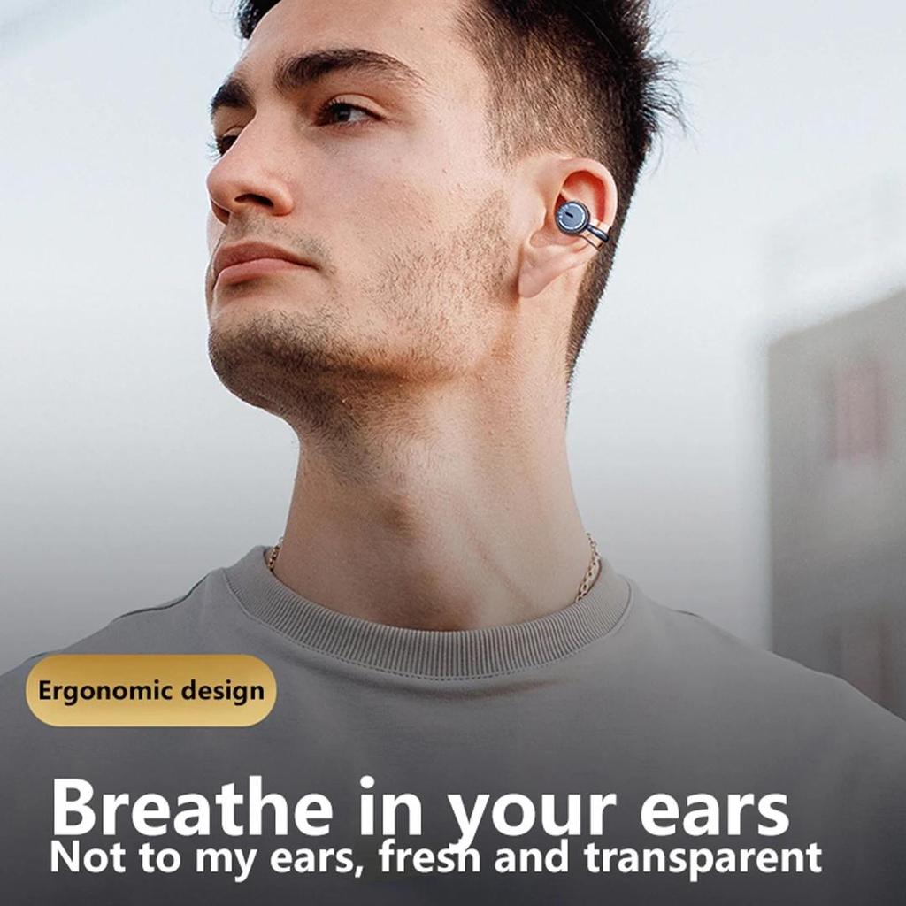 Open Ear Headphones Wireless Bluetooth Clip On Earbuds with MicrophoneWaterproof Workout Earbuds Men's and Women's Ear Buds Wireless