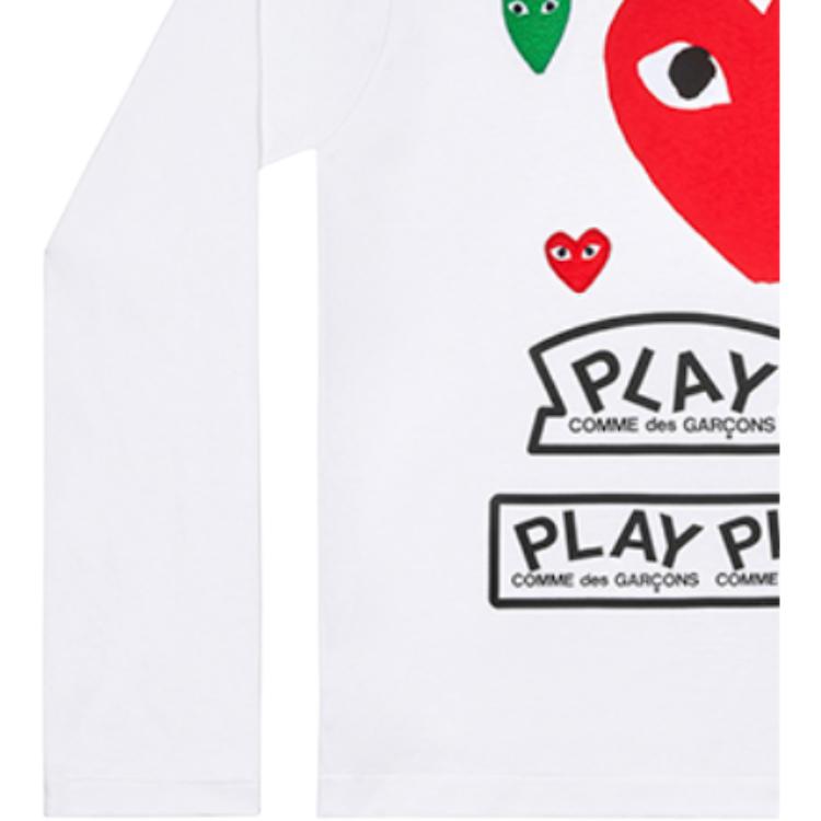 CDG Play Футболки Мужские Белые С Круглым Вырезом Умеренный Прямой Крой AZ-T284-051-1