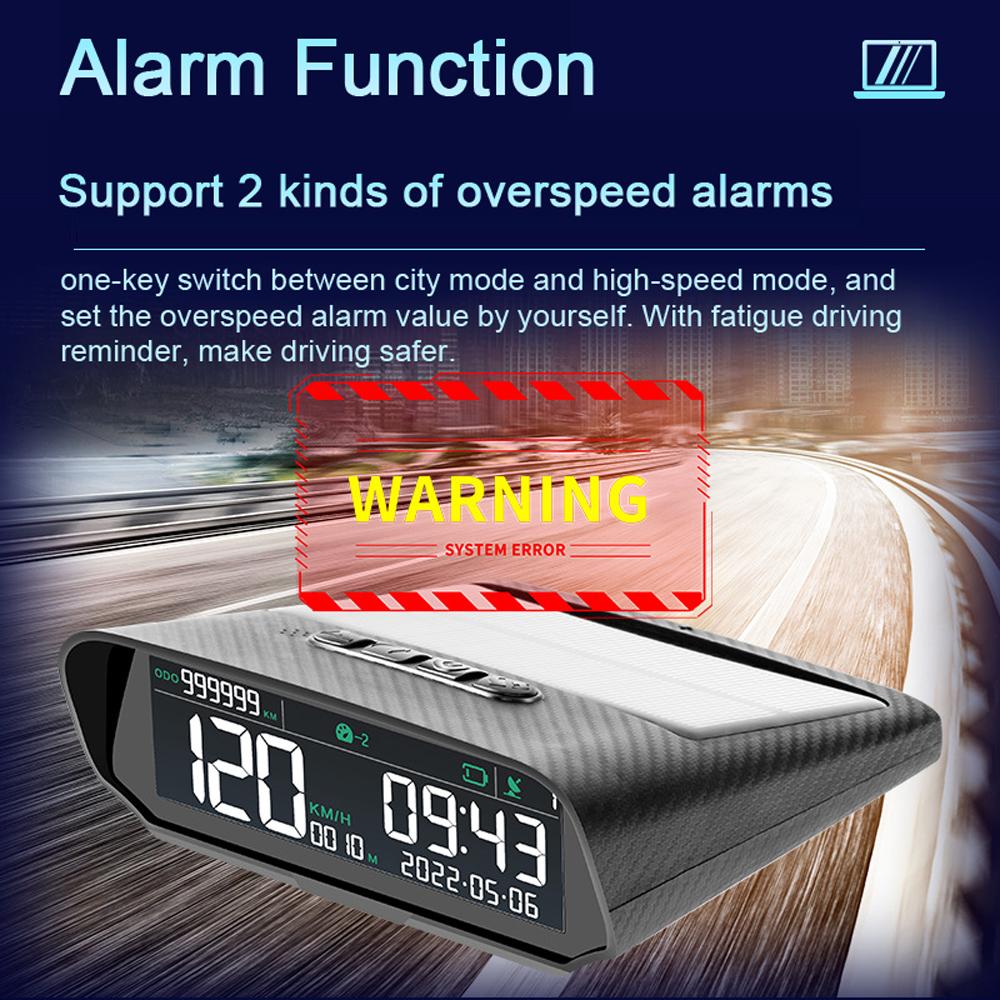 Car Wireless HUD Headup Display Solar GPS Digital Speedometer with LCD Screen Overspeed Alarm Total