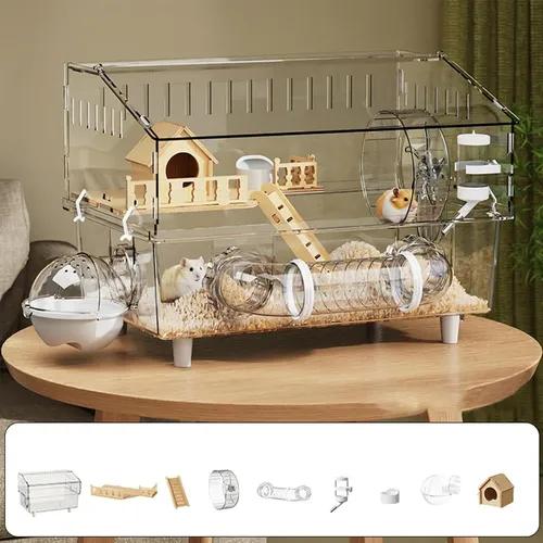 Large double layer acrylic pet cage transparent color