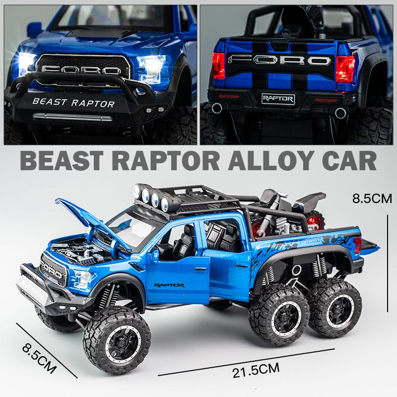 1/28 Ford Raptor F150 литая модель автомобиля игрушечная модифицированная металлическая внедорожная техника модель автомобиля звук свет коллекция детские подарки