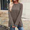 HNXC Женская мода повседневная осень-зима полосатый принт длинный рукав О-образный вырез блузки и рубашки