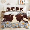 Постельный комплект из трех предметов с животным корова, меховая текстура, пододеяльник, две наволочки для спальни