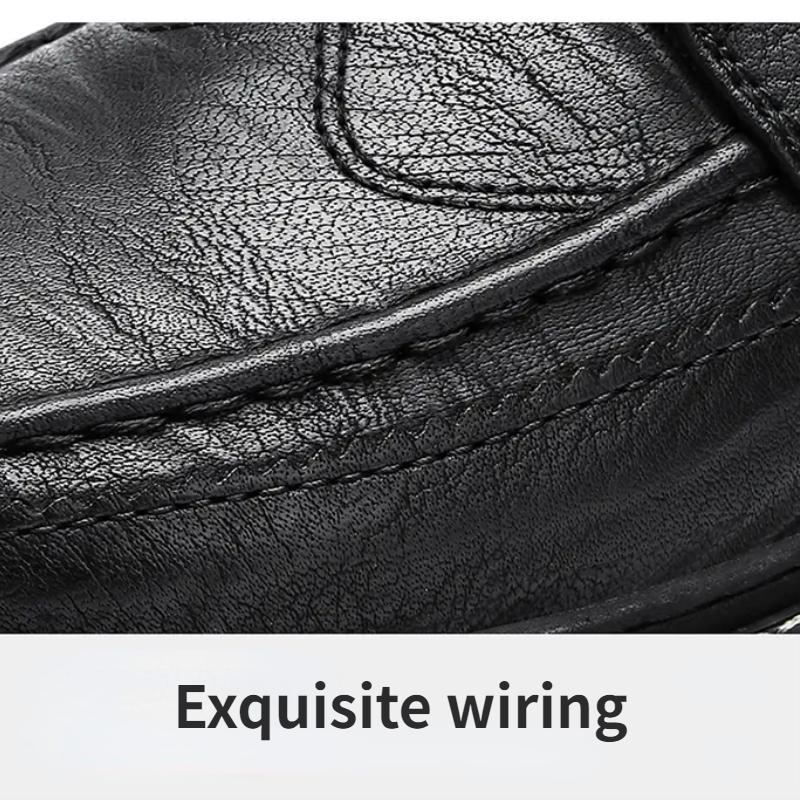 British Style Split Leather Men's Casual Business Lace Up Moccasin Shoes Comfortable Non Slip Fashion Black Dress Formal Casual Leather Shoes