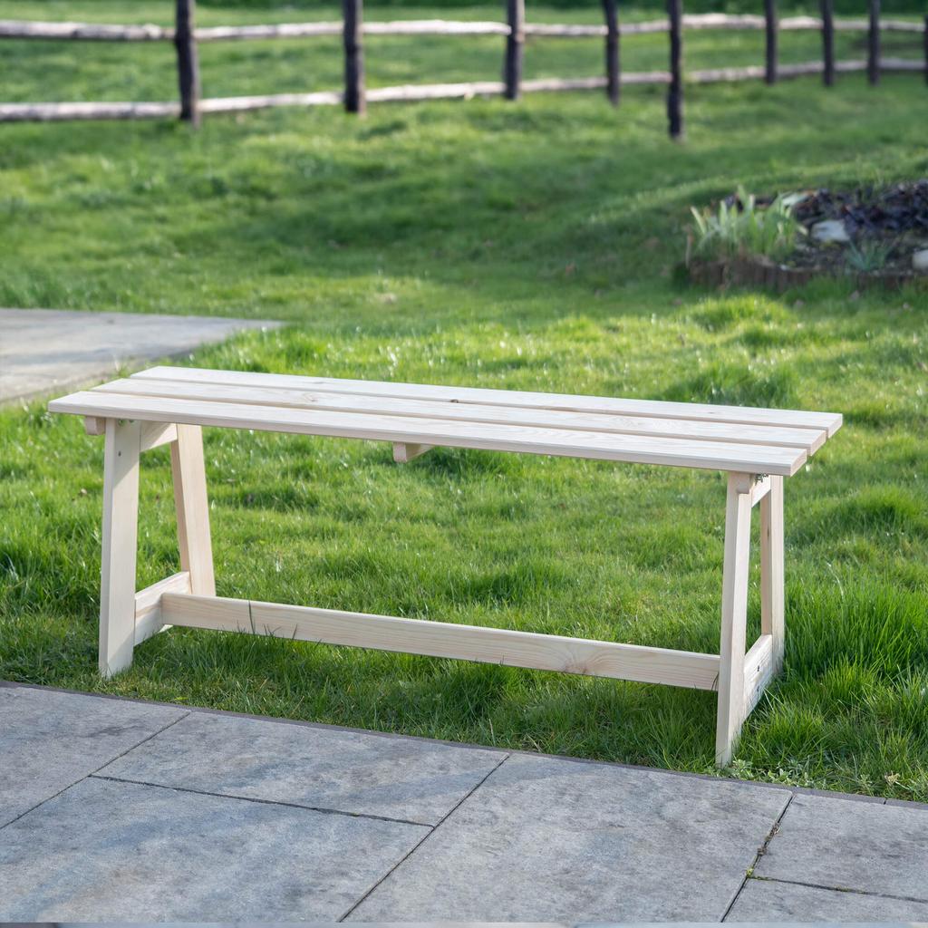 KADAX Садовая деревянная парковая скамейка без спинки 119 см Скамейка для террасы Прочная