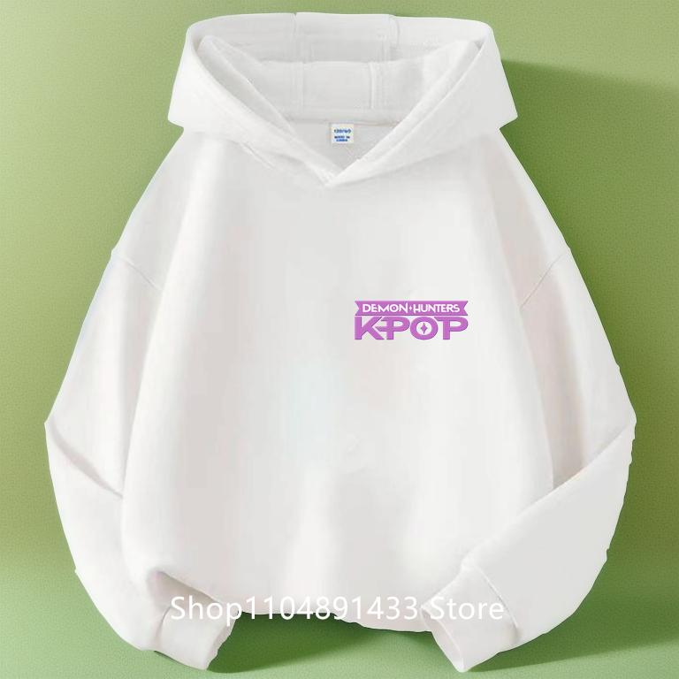 Kpop Demon Hunters Kids Logo Merch Hoodies Girls Boys Athletic Sweatshirt Long Sleeve Casual Pullover Without Drawstring Hoodie
