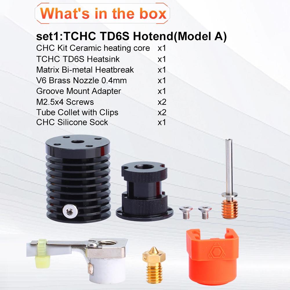 Комплект Trianglelab TD6S Hotend с керамическим нагревательным кольцом + сопло V6, совместимое с 3D-принтером Voro