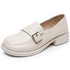 Thick Sole British Style Small Leather Shoes For Women Spring And Autumn New Style Soft Low Round Toe Slip-on Large Size 43 Loafers