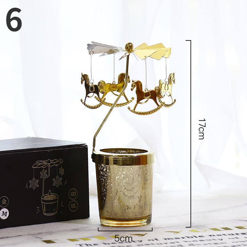 European Style Walking Lantern Rotating Candlestick Aromatherapy Table American Simple Modern Girl Iron Glass Candlelight Dinner Props