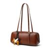 Leather armpit bag, vintage bowling bag, women's versatile bag, niche vegetable tanned top layer cowhide leather bag, handbag, women's bag
