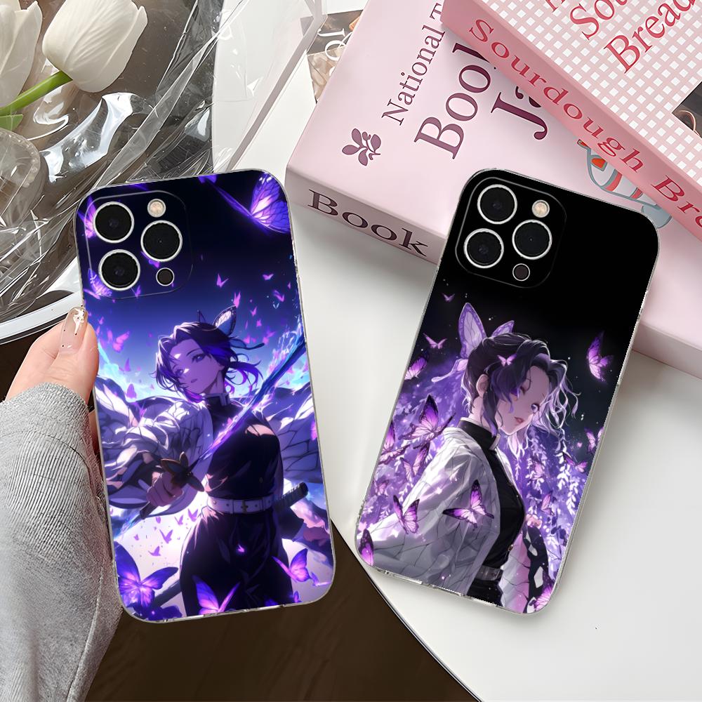 Demon Slayer Shinobu Kocho Phone Case for iPhone 16 15 14 13 12 11 X XR XS 8 6 Pro Max Plus Mini Clear Colour Protective Cover