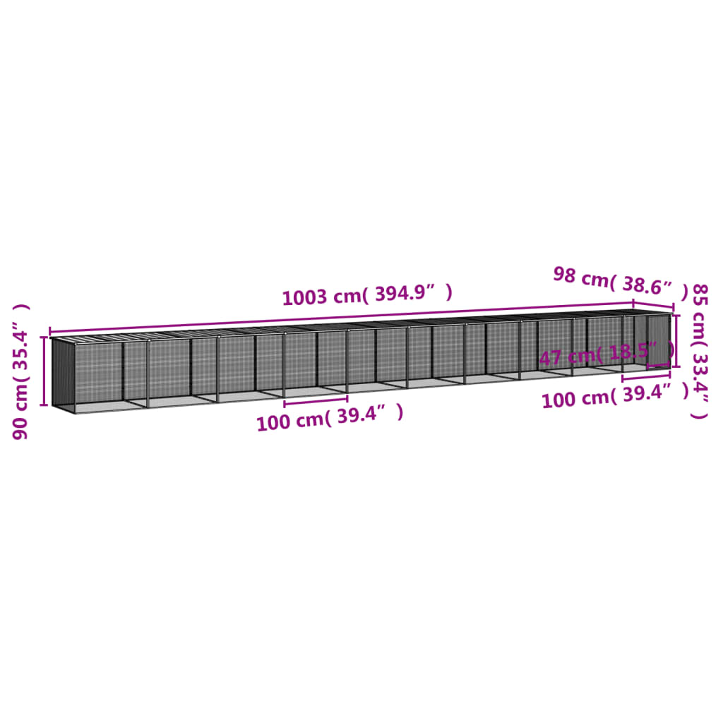 Chicken Coop with Roof Anthracite 1003 x 98 x 90 cm Galvanized Steel