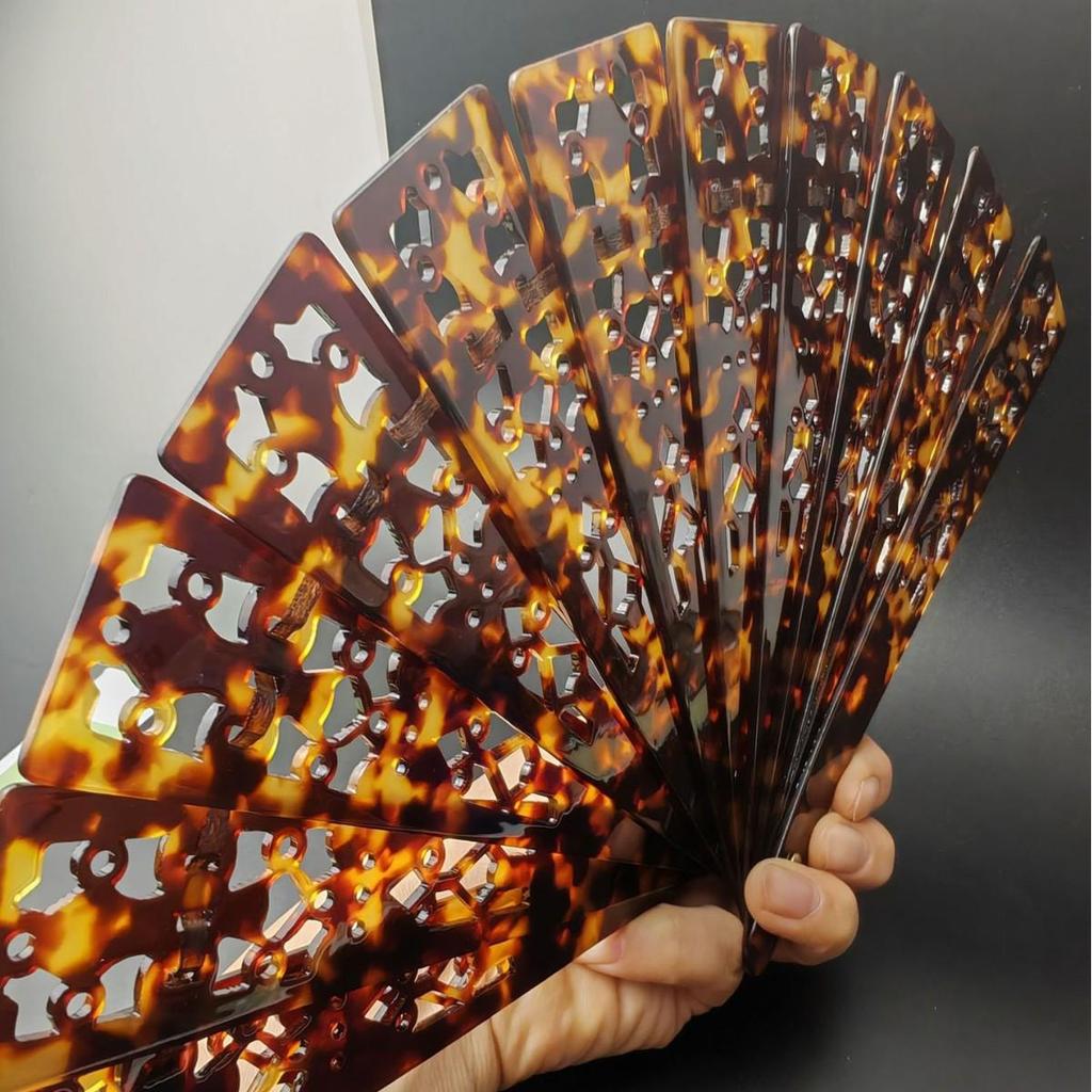 Ручной работы макраме складной веер с ажурной резьбой, дизайн «имитация шляпы», на заклепках, длина 20 см