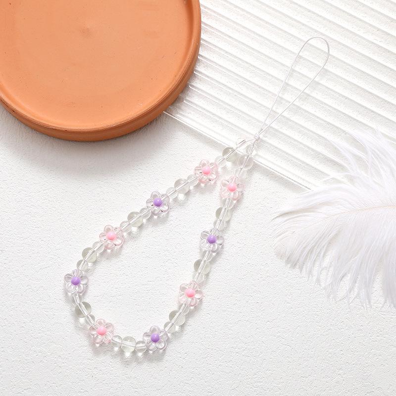 Korean Love Heart Beaded Phone Chain & Keychain Set for Women