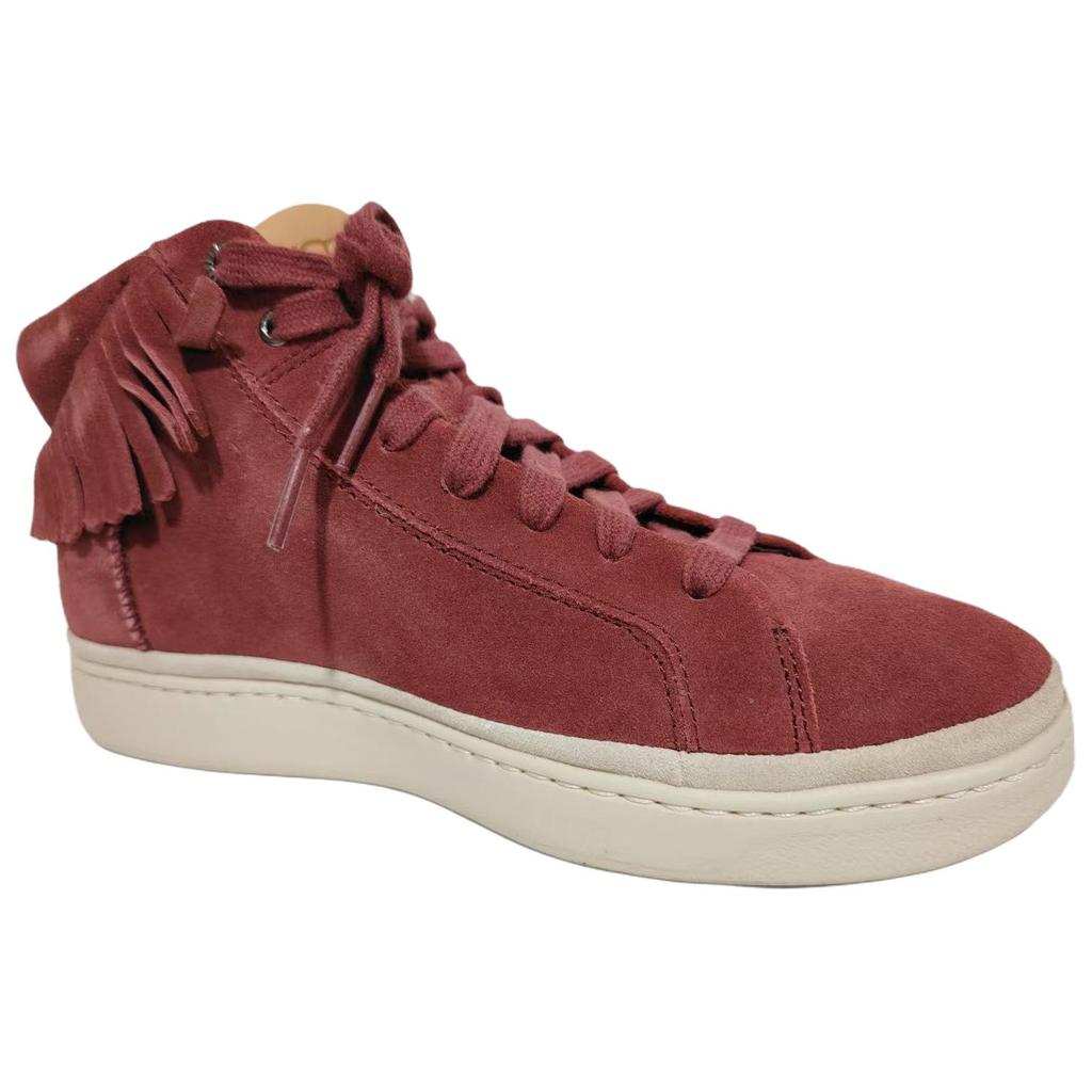 UGG Кожаный Замш Cali Высокие Скейтбордические Кроссовки Мужские Темно-Красные 1020137-PNR