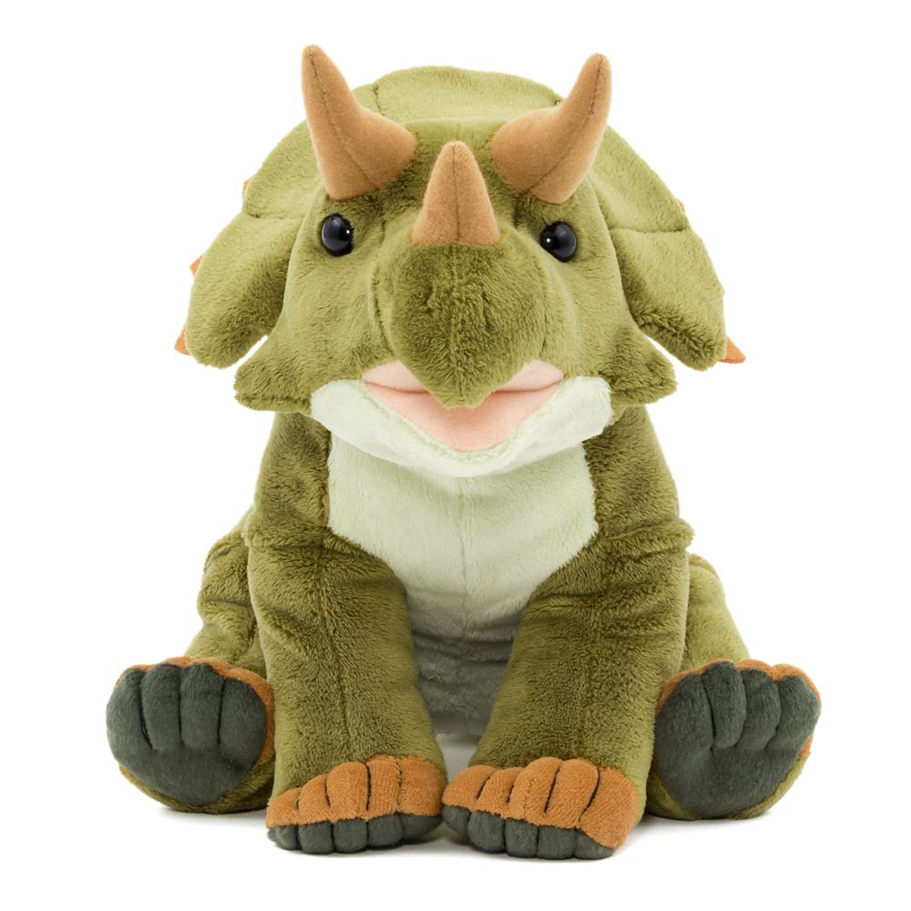 COLORATA Triceratops Plush Toy Gentle Stuffed Dinosaur Toy Gift Present Read 2 Christmas Christmas Present (M Size/Sitting Series) Touch/Realistic