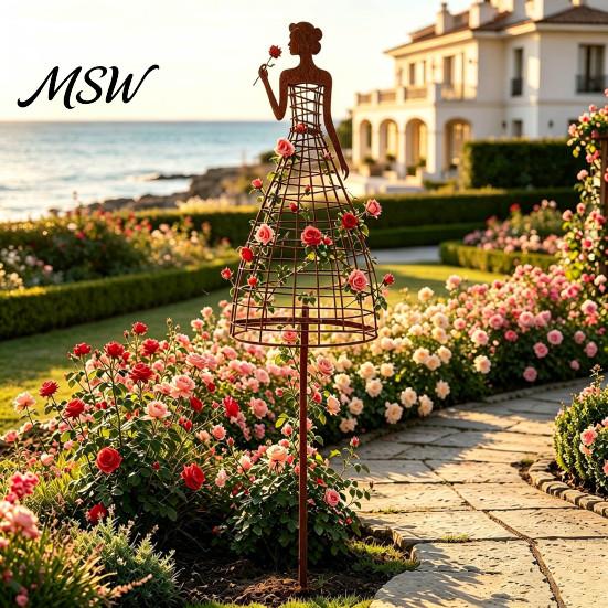 Elegant Female Silhouette Art Metal Lady Garden Trellis for Climbing Plants, Weatherproof Plant Support Stake, Outdoor Decorative Woman Patio