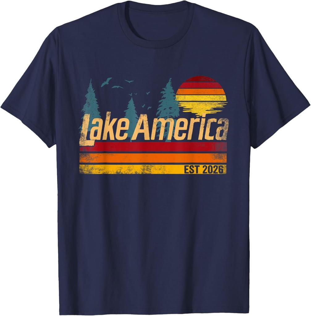 Lake America Vintage Sunset Men Women 2026 Canada T-Shirt