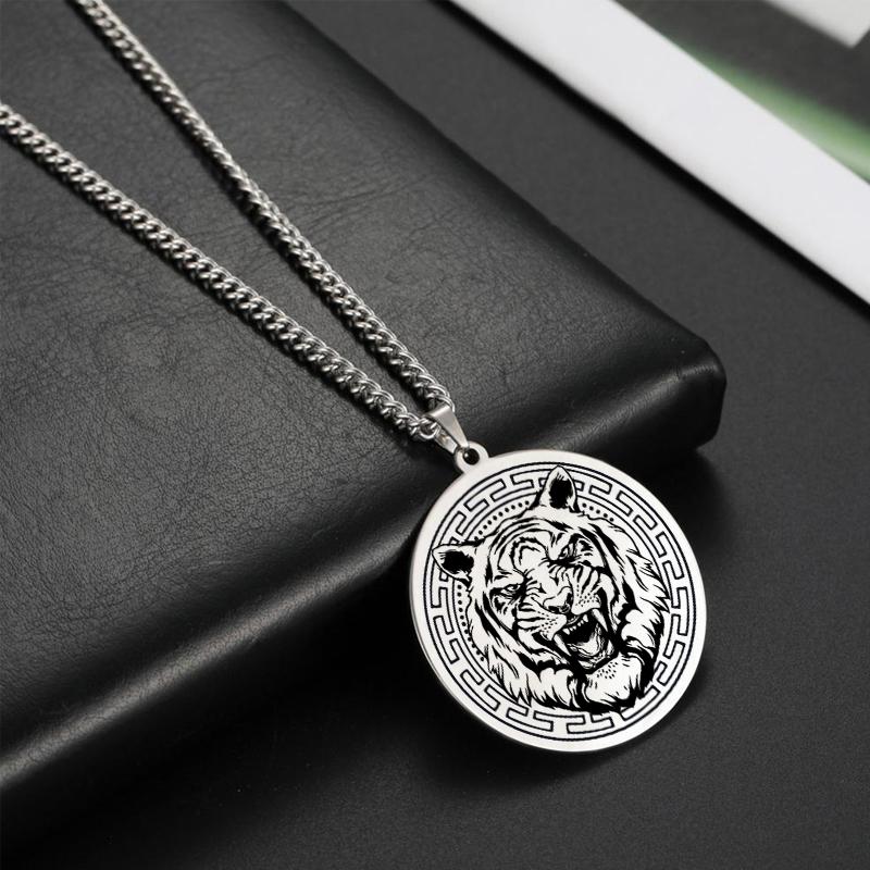 Ожерелья с головой тотема волка, тигра, льва, головы медведя, животное из нержавеющей стали, мужские ожерелья с подвеской для женщин