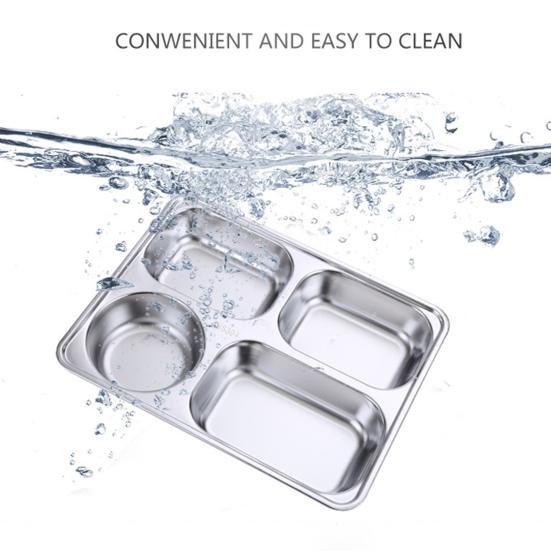 Обеденная тарелка безопасная многоразовая посудомоечная машина большая вместимость столовая посуда нержавеющая сталь 2/3/4/5/6 секций круглая