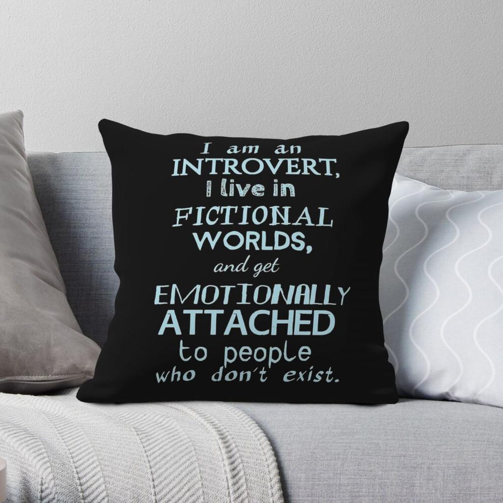 Introvert Fictional Worlds Square Pillowcase Polyester Linen Velvet Printed Zip Decor Pillow Case Home Cushion Cover