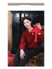 2025 Red Wool Zip-Up Collar Knit Pullover for Women - New Year Collection