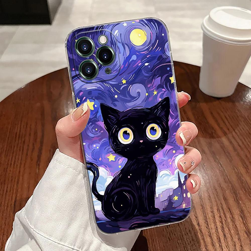 Ретро Масляная Живопись Звездное Небо Кот Чехол Для Apple iPhone 17 16 15 14 13 12 11 Pro Max 16 Plus 16E 17Air 17Pro Чехол Для Телефона Funda