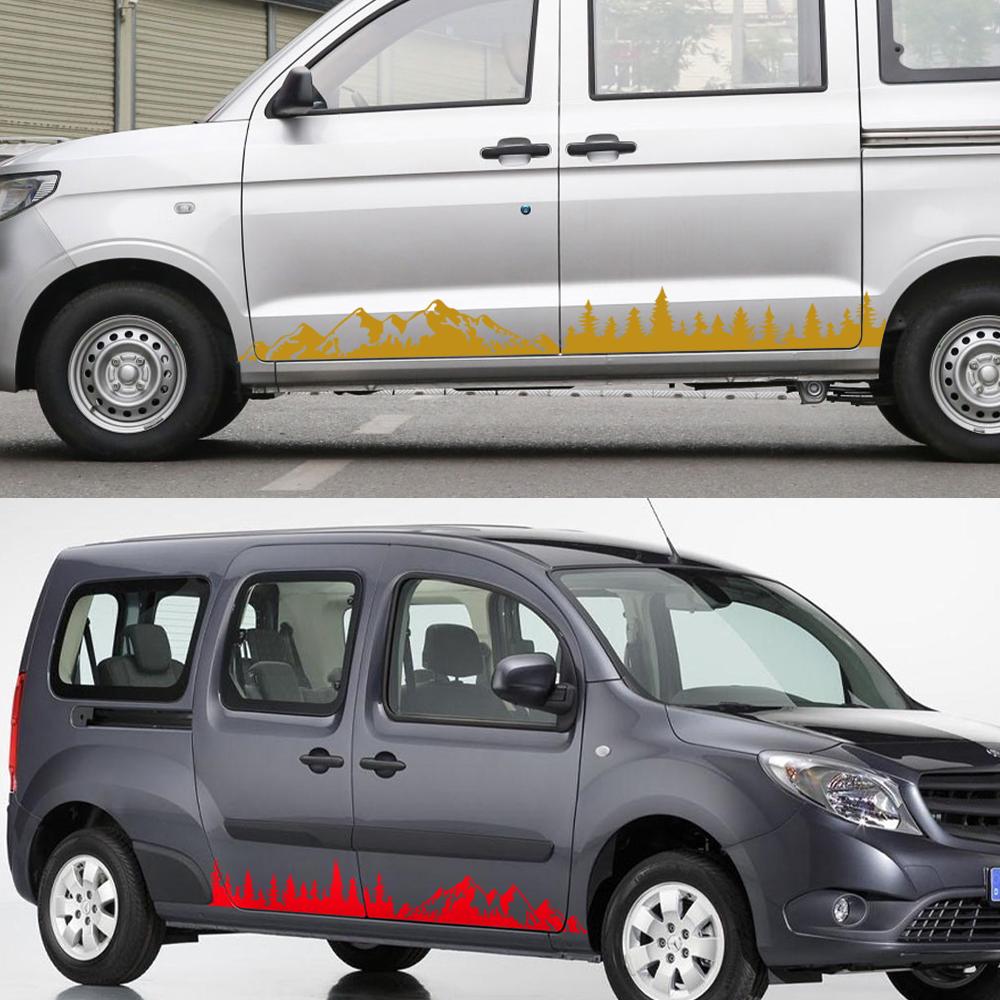 2PCS Car Side Door Stickers For Mercedes Benz Citan 109 Tuning Accessories Camper Van Mountain Graphics Vinyl Film