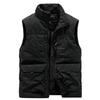Men's Casual Solid-color Sleeveless Cotton Vest, Men's Fleece Thickened Multi-pocket Stand-up Collar Workwear Jacket
