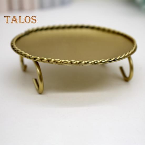 TDStore Нескользящий металлический подсвечник круглой формы с геометрическим рисунком, золотой подсвечник для украшения дома