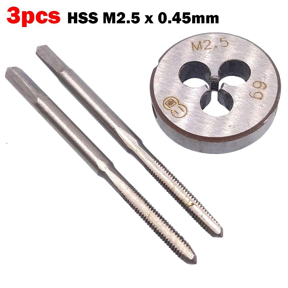 HSS M2.5 x 0.45 мм конический и пробковый метчик и M2.5 x 0.45 мм плашка метрическая резьба правая